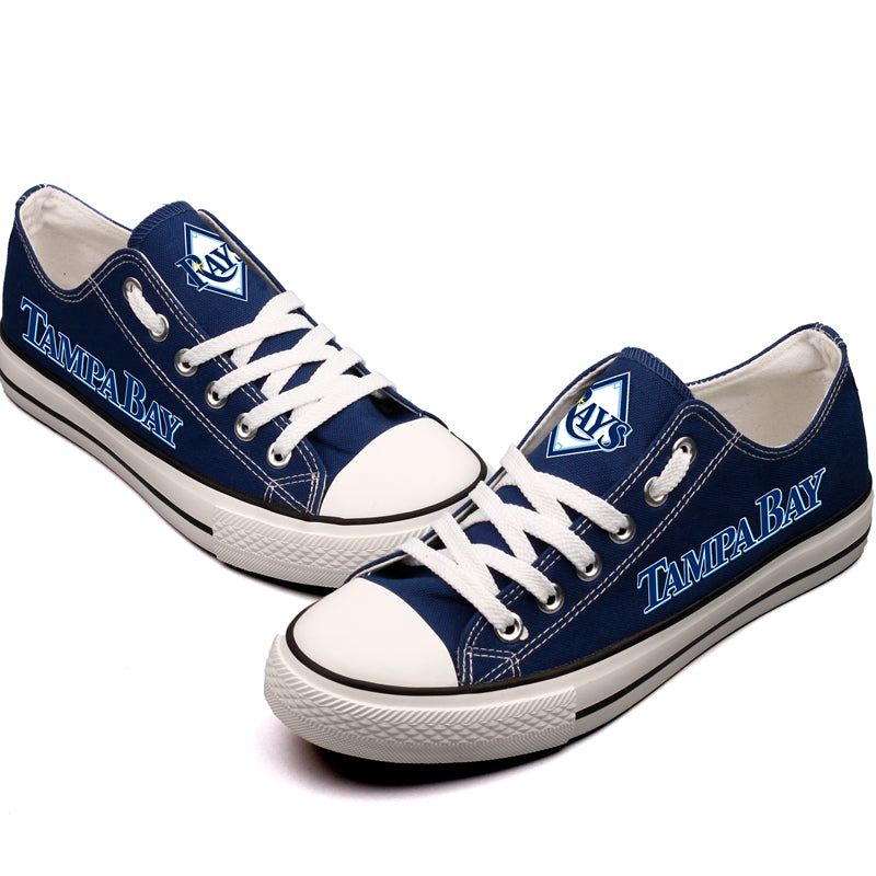 Tampa Bay Rays Limited Print MLB Baseball Fans Low Top Canvas Shoes Sport Sneakers T-DJ122L