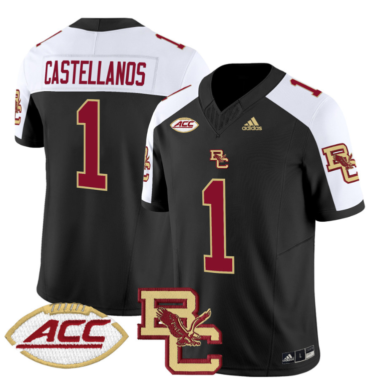 Thomas Castellanos Jersey #1 Boston College Eagles 2024 Stitched Black Alternate