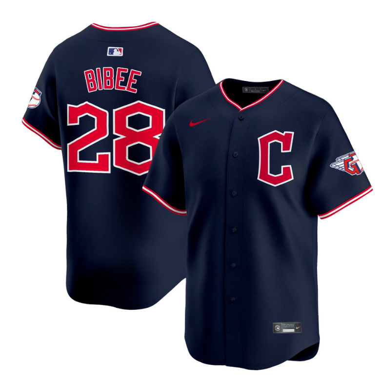 Tanner Bibee Jersey #28 Cleveland Guardians 2025 Vapor Premier Limited All Stitched Navy
