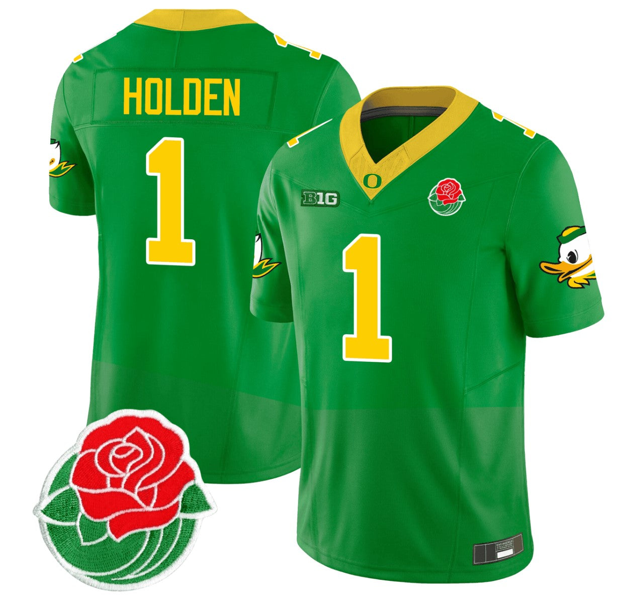 Traeshon Holden Jersey #1 Oregon Ducks Rose Bowl Patch Vapor Football Green