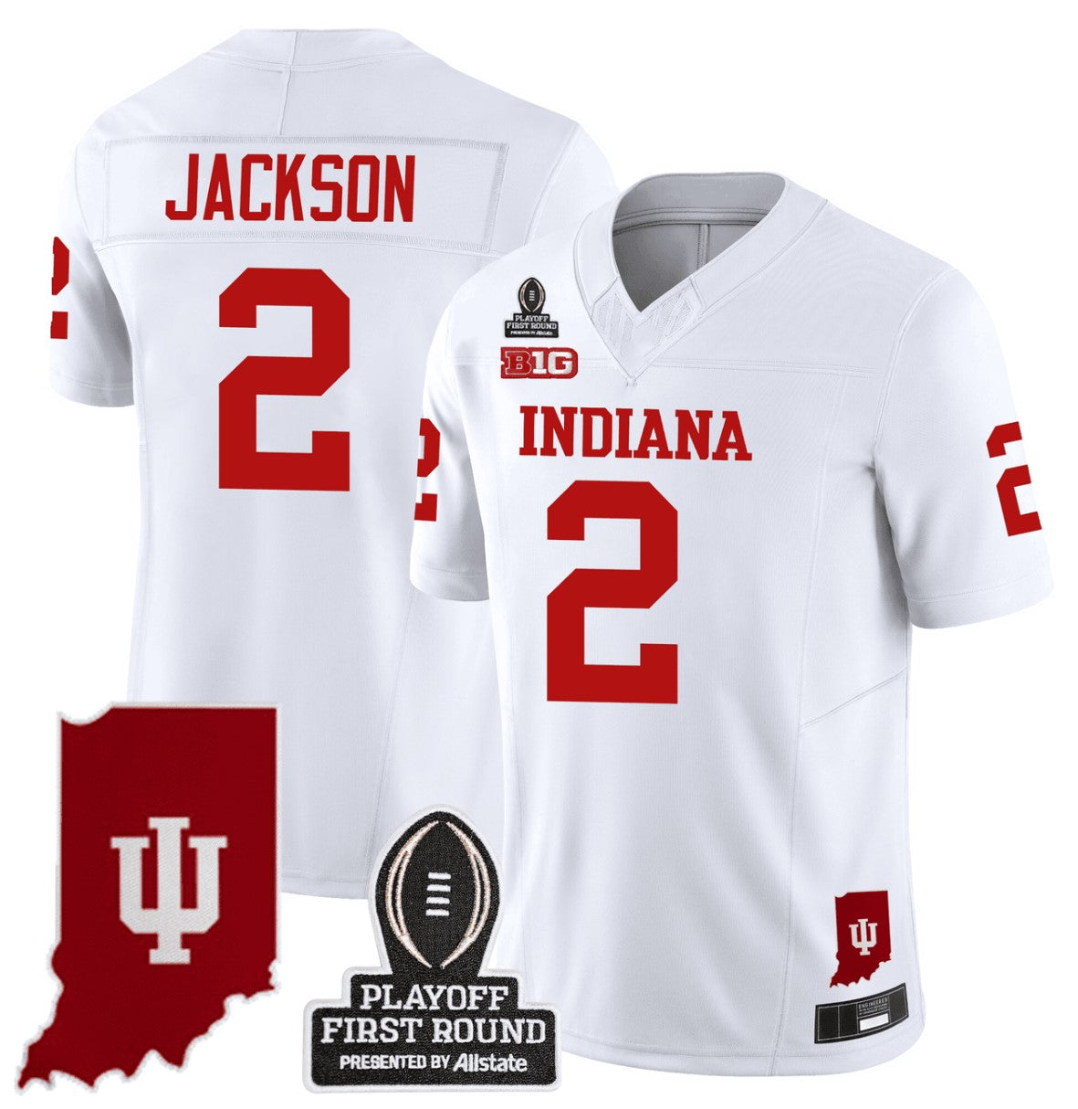 Tayven Jackson Jersey #2 Indiana Hoosiers CFP First Round Patch Football White