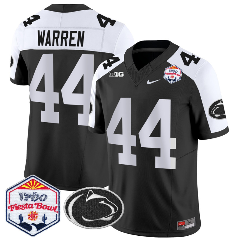 Tyler Warren Jersey #44 Penn State 2024 Fiesta Bowl Patch Black Alternate