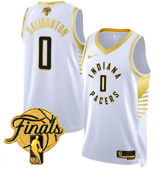 Tyrese Haliburton Jersey #0 Indiana Pacers 2025 Finals Swingman Stitched White Gold
