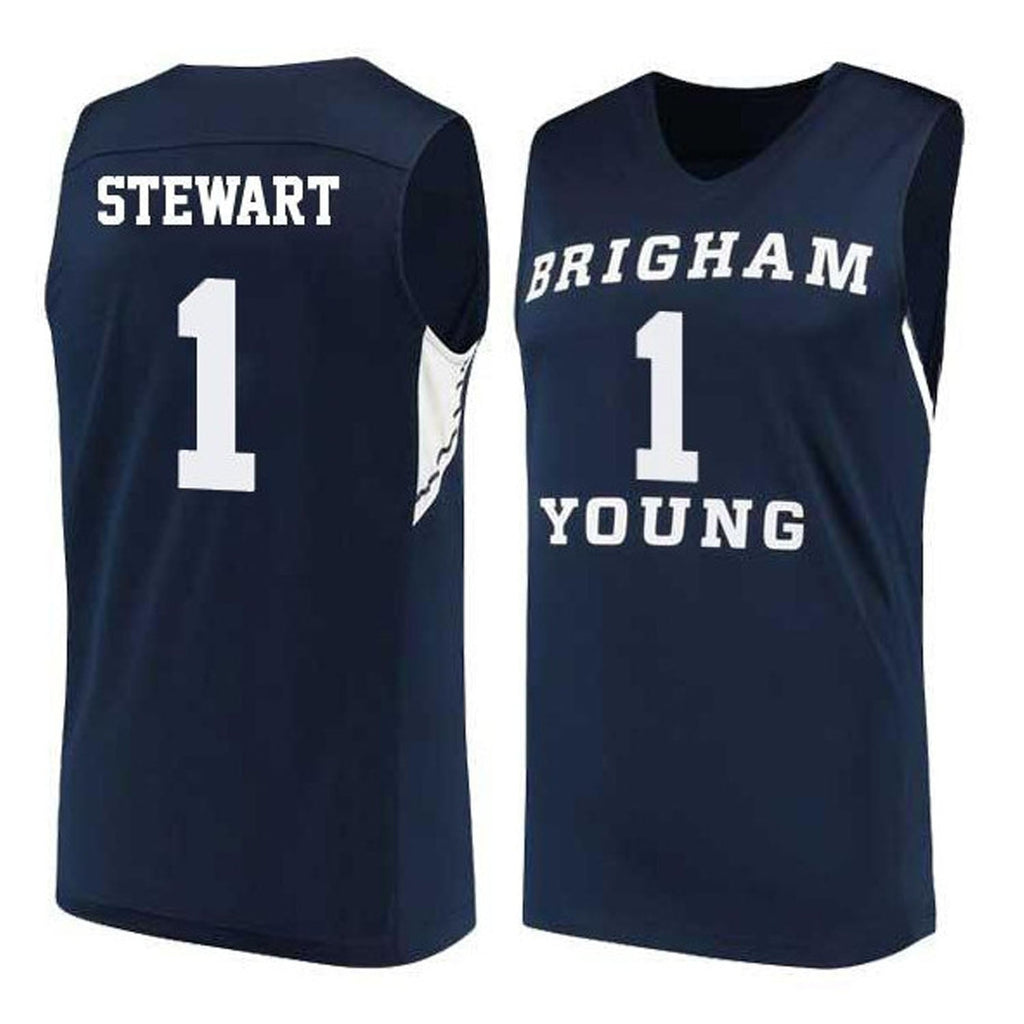 Trey Stewart Jersey BYU Cougars College Basketball #1