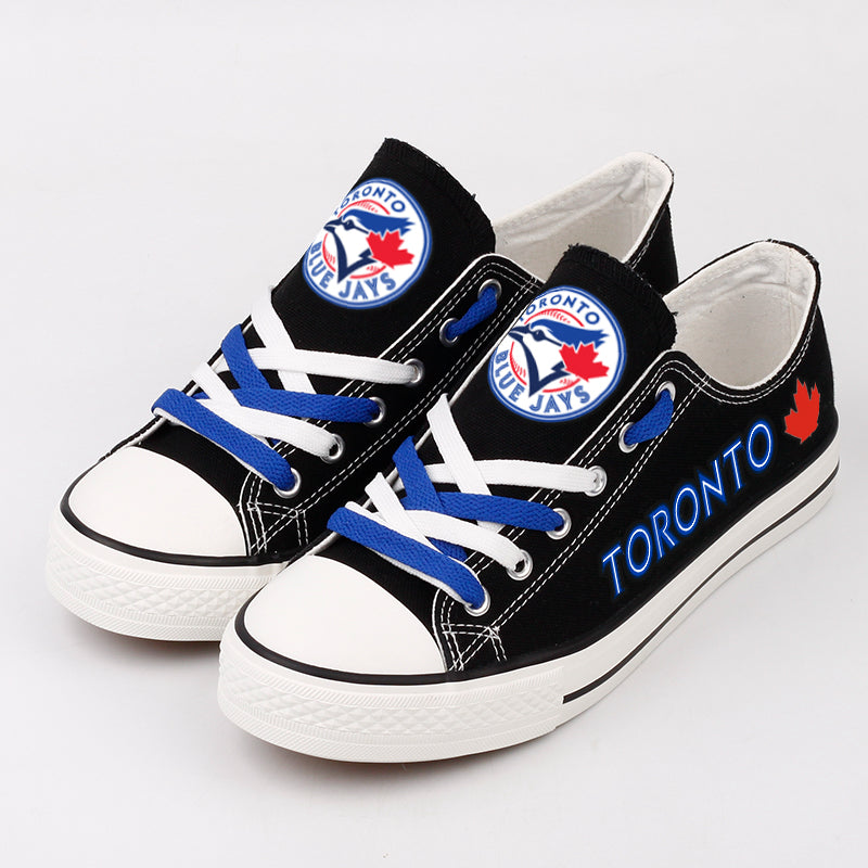 Toronto Blue Jays Limited Print MLB Baseball Fans Low Top Canvas Shoes Sport Sneakers T-DAC151H