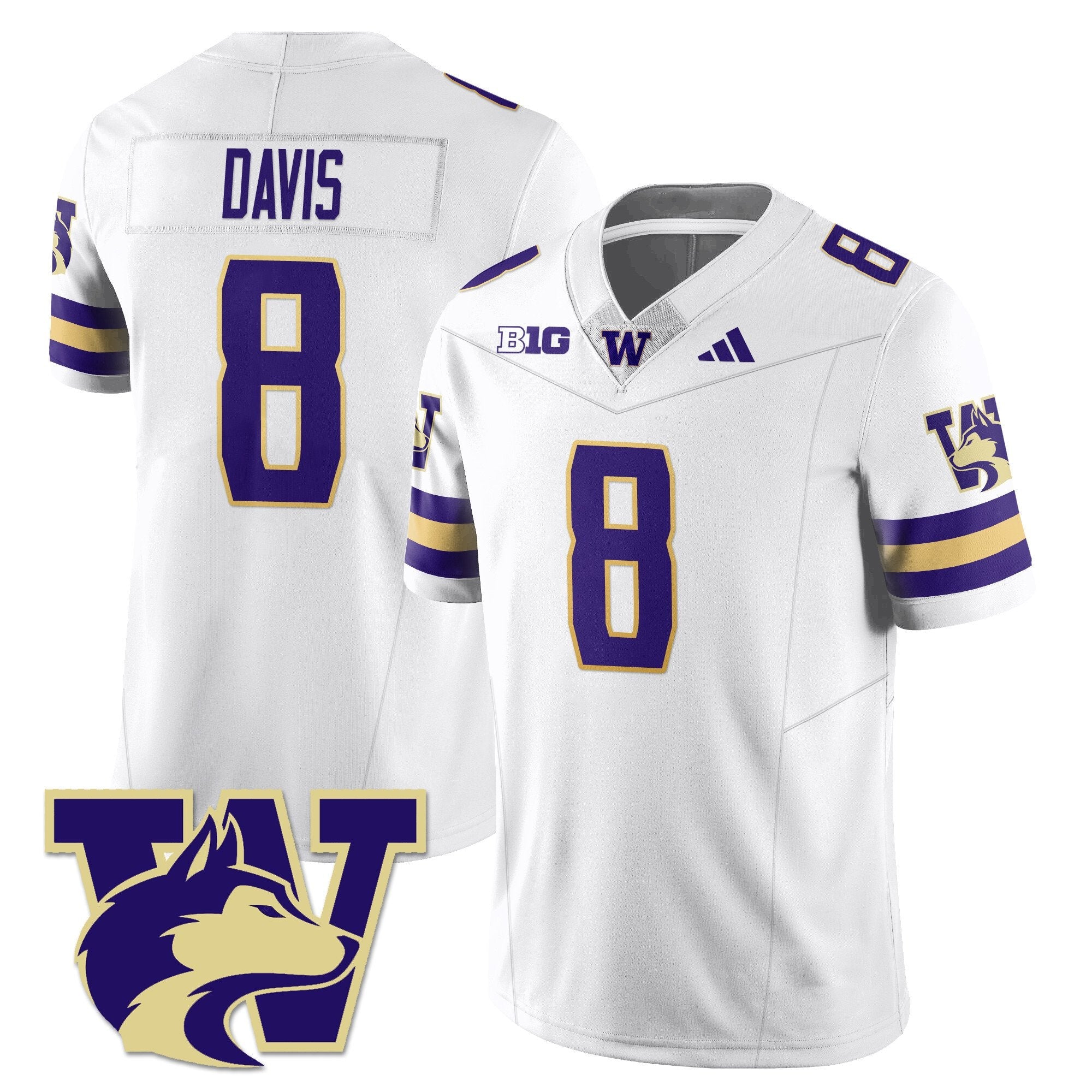 Tacario Davis Jersey #8 Washington Husky Football 2025 Stitched White