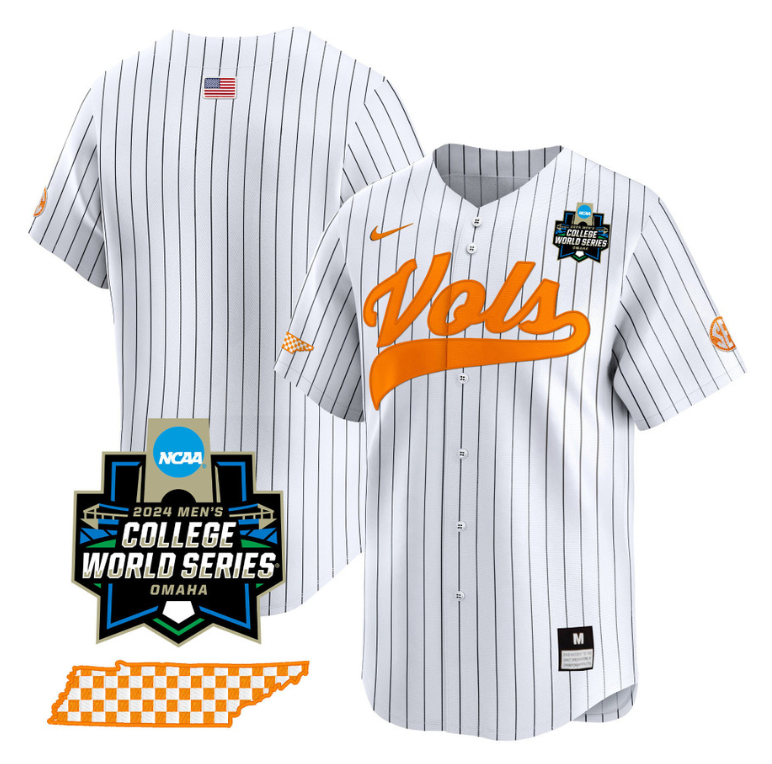 Tennessee Volunteers Team Jersey 2024 College World Series Vapor Premier Limited NCAA Baseball Stitched Pinstripe