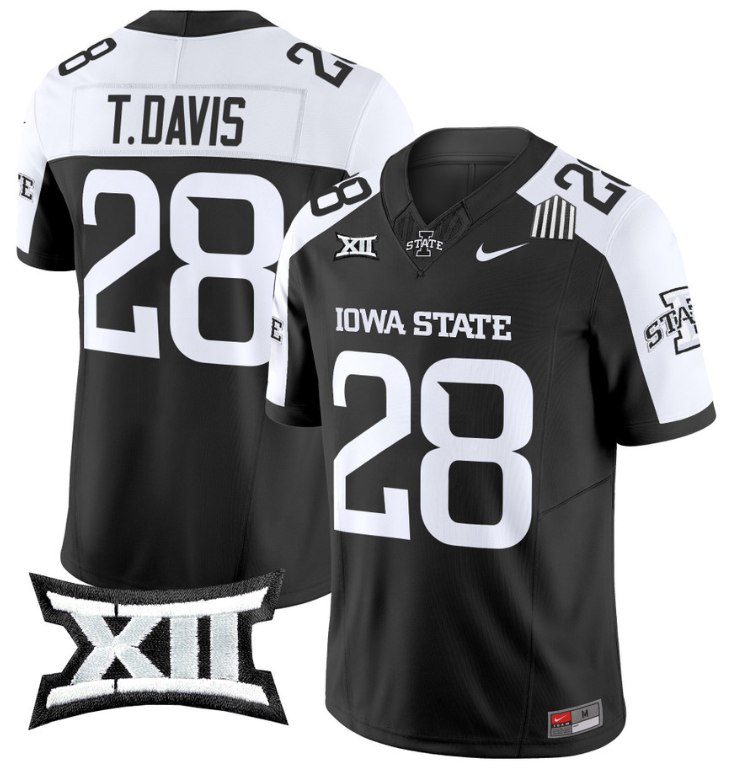 Troy Davis Jersey #28 Iowa State Cyclones Vapor Limited College Football Stitched Black Alternate