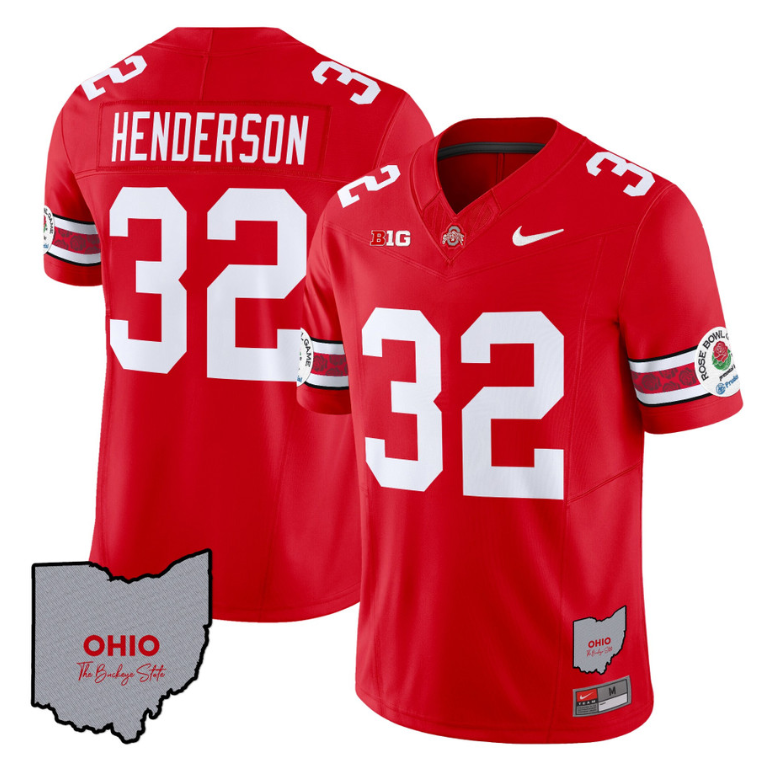 Treveyon Henderson Jersey #32 Ohio State Rose Bowl Football V3 Red