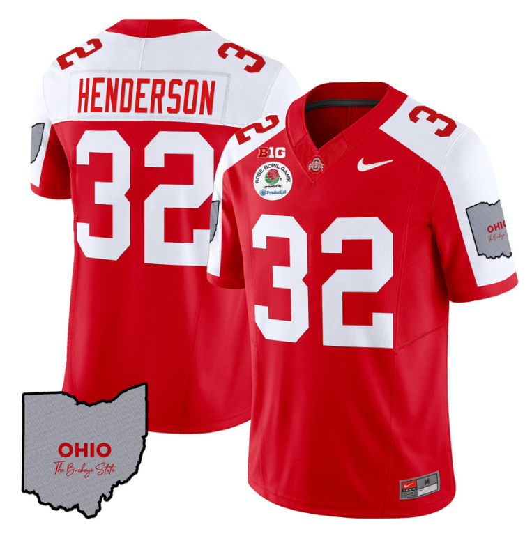 Treveyon Henderson Jersey #32 Ohio State Rose Bowl Football V3 Red Alternate