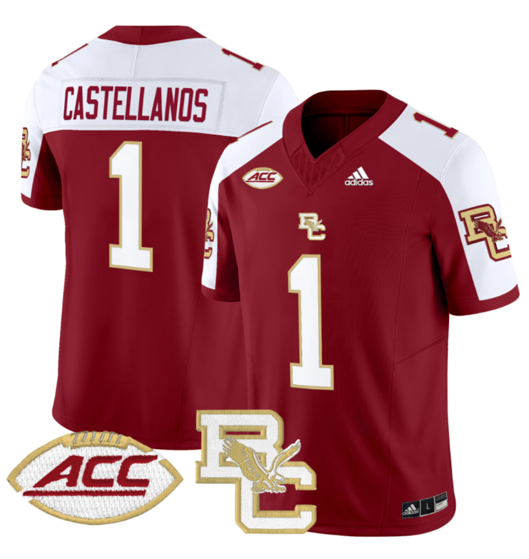 Thomas Castellanos Jersey #1 Boston College Eagles 2024 Stitched Maroon