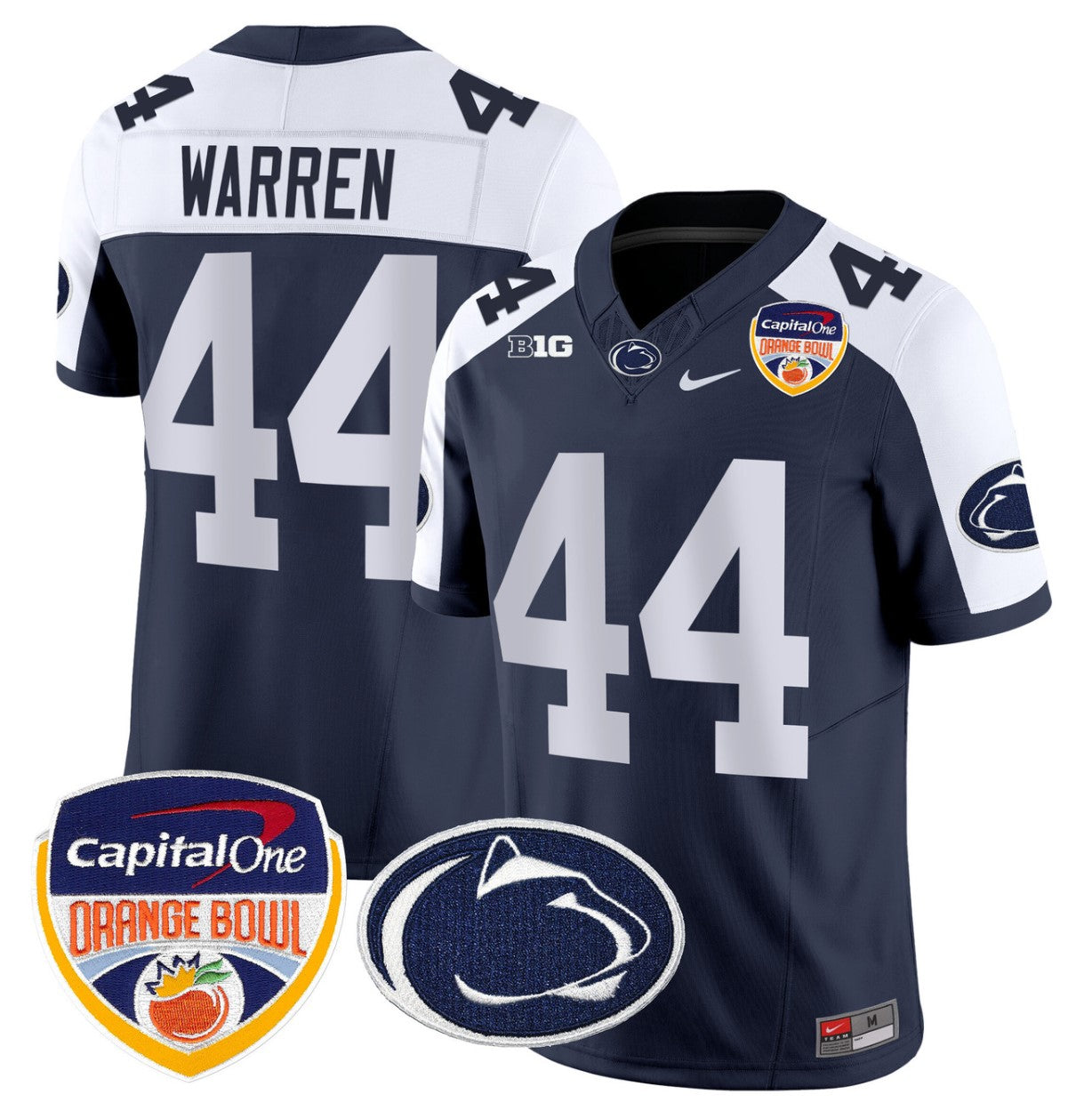 Tyler Warren Jersey #44 Penn State Orange Bowl Patch Stitched Navy Alternate