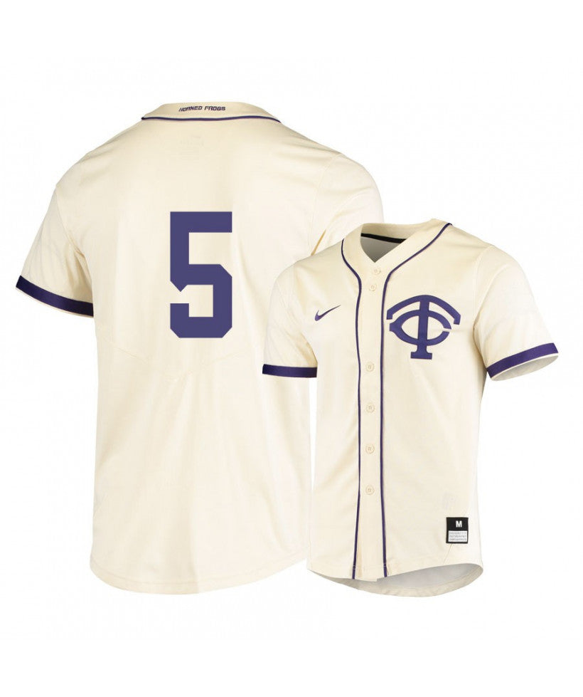 TCU Horned Frogs 5 Sam Thompson White Elite Baseball Jersey