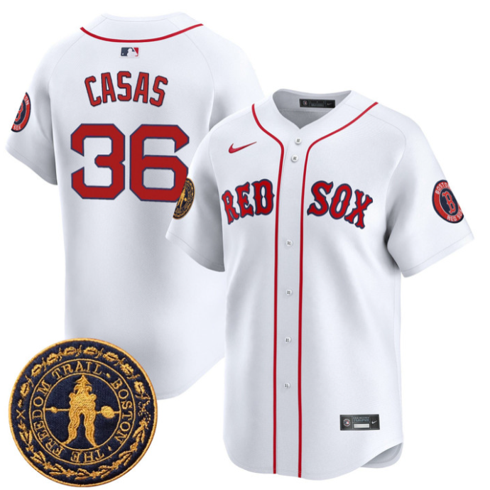 Triston Casas Jersey #36 Boston Red Sox Freedom Trail Patch Vapor Premier Limited Stitched White