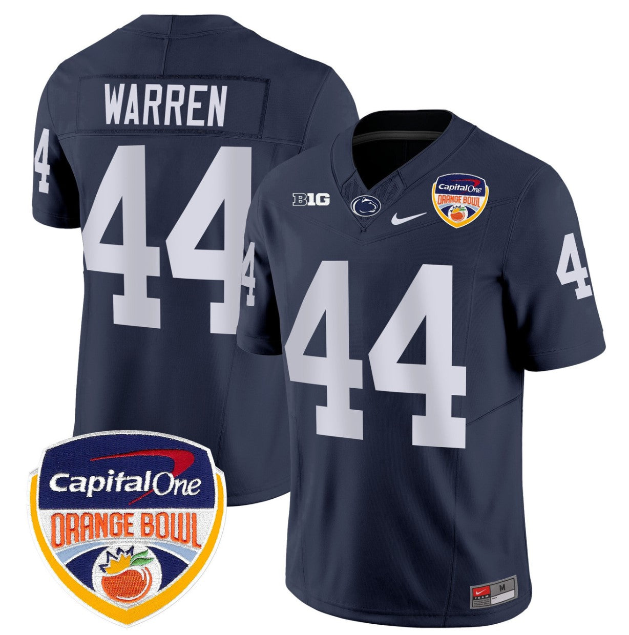 Tyler Warren Jersey #44 Penn State Orange Bowl Patch Stitched Navy