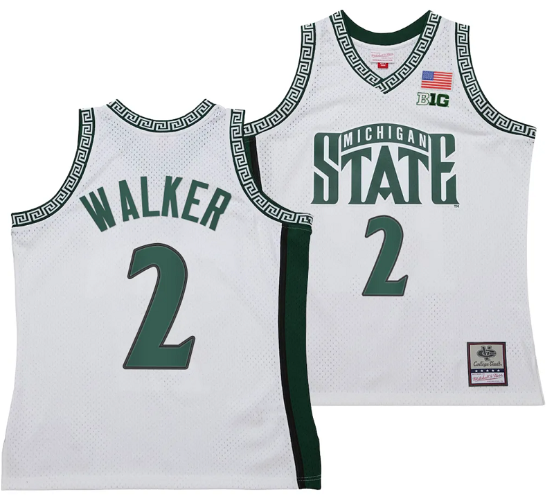 Tyson Walker Jersey #2 Michigan State Spartans 125th Basketball Anniversary 1999 Throwback White