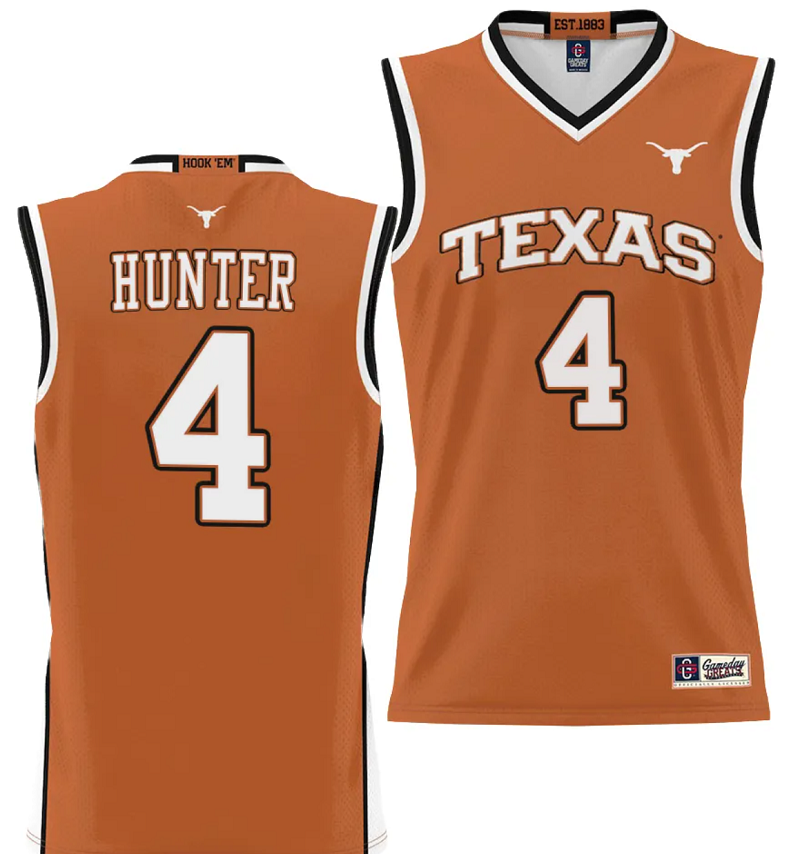Tyrese Hunter Jersey #4 Texas Longhorns NIL College Basketball Lightweight Orange