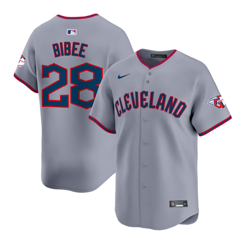 Tanner Bibee Jersey #28 Cleveland Guardians 2025 Vapor Premier Limited All Stitched Gray