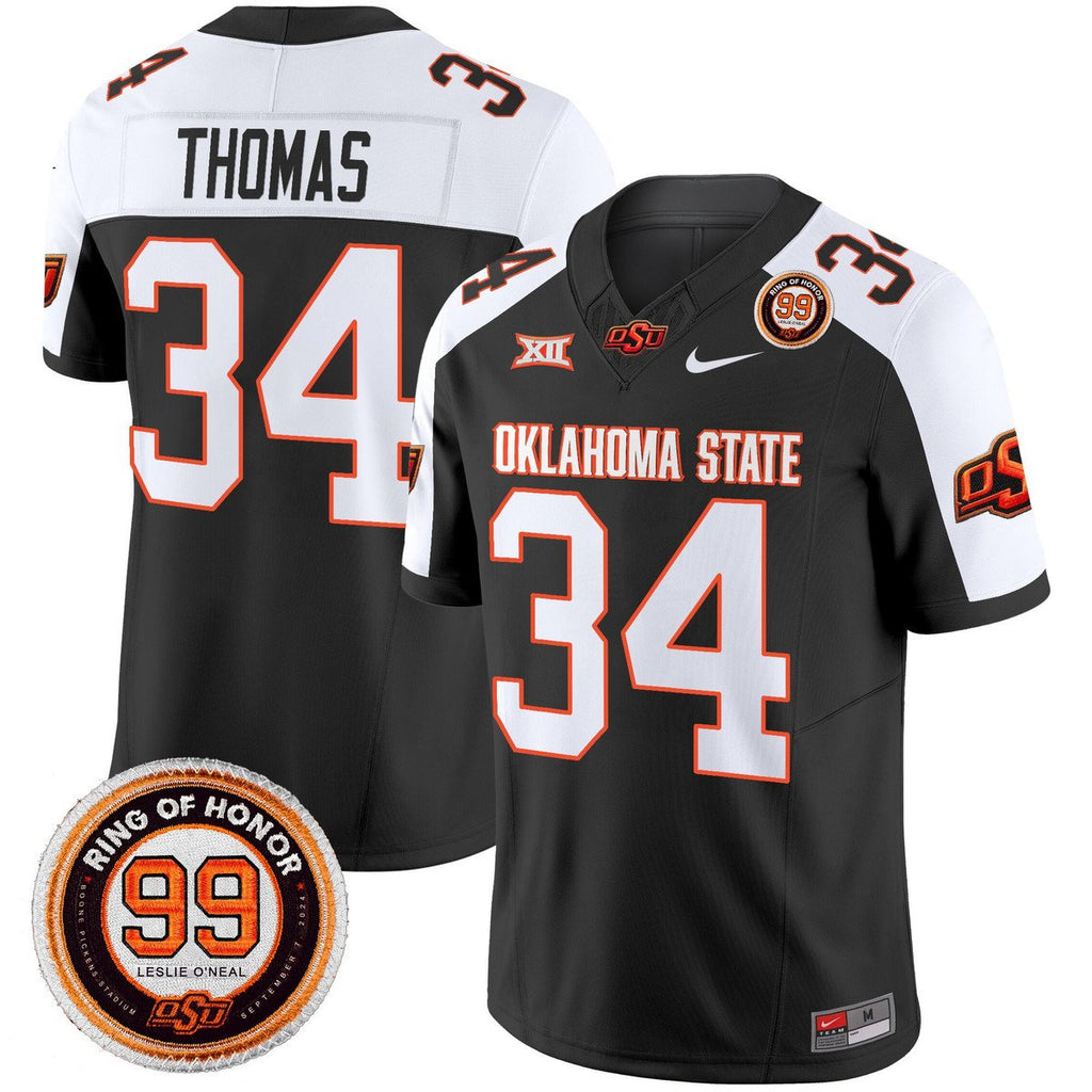 Thurman Thomas Jersey #34 Oklahoma State Cowboys 2025 Leslie O'neal Black Alter