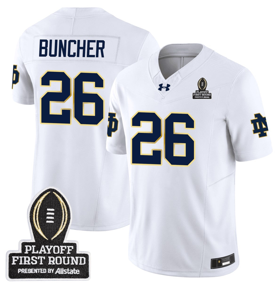 Tyler Buchner Jersey #26 Notre Dame Fighting Irish CFP First Round Patch White