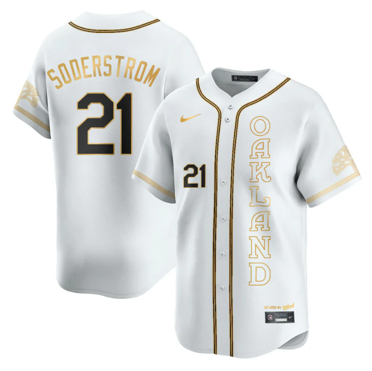 Tyler Soderstrom Jersey #21 Oakland Athletics City Connect Concept Stitched White Gold