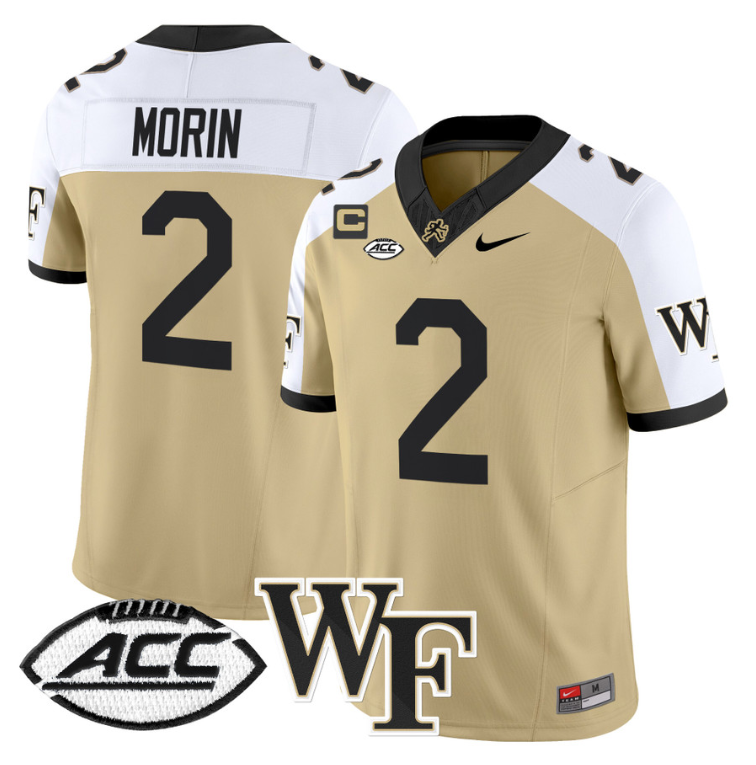 Taylor Morin Jersey #2 Wake Forest Demon Deacons 2024 Stitched Gold Alternate