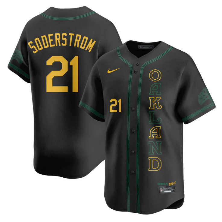 Tyler Soderstrom Jersey #21 Oakland Athletics City Connect Concept Stitched Black