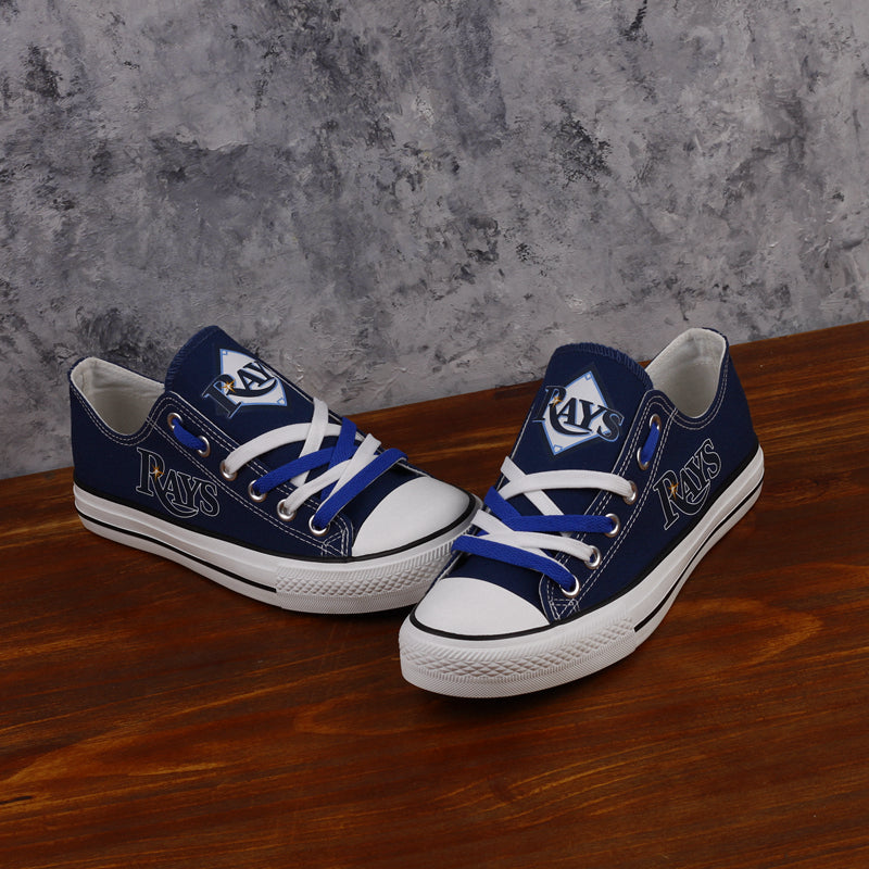 Tampa Bay Rays Limited Print MLB Baseball Fans Low Top Canvas Shoes Sport Sneakers T-DAC87L