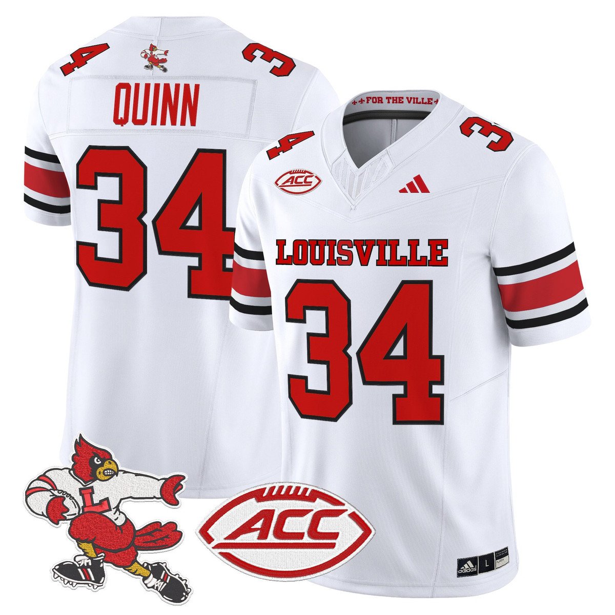 TJ Quinn Jersey #34 Louisville Cardinals 1980s Throwback Stitched White
