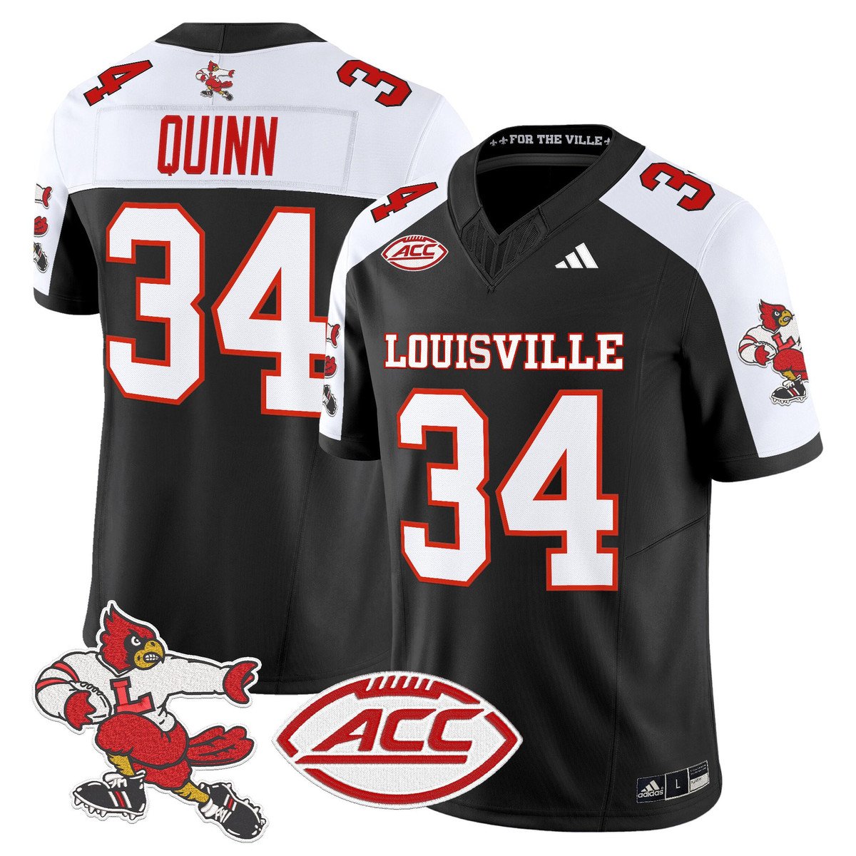 TJ Quinn Jersey #34 Louisville Cardinals 1980s Throwback Stitched Black Alter