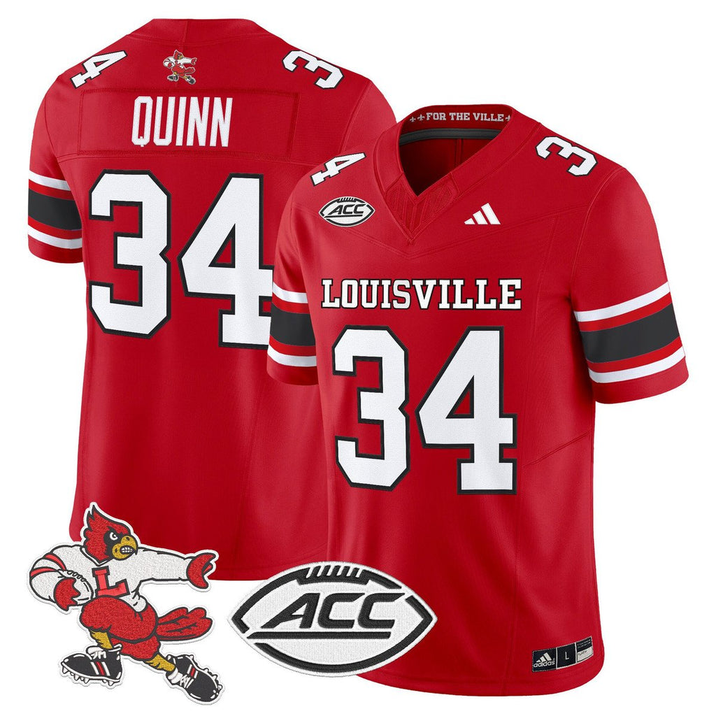 TJ Quinn Jersey #34 Louisville Cardinals 1980s Throwback Stitched Red