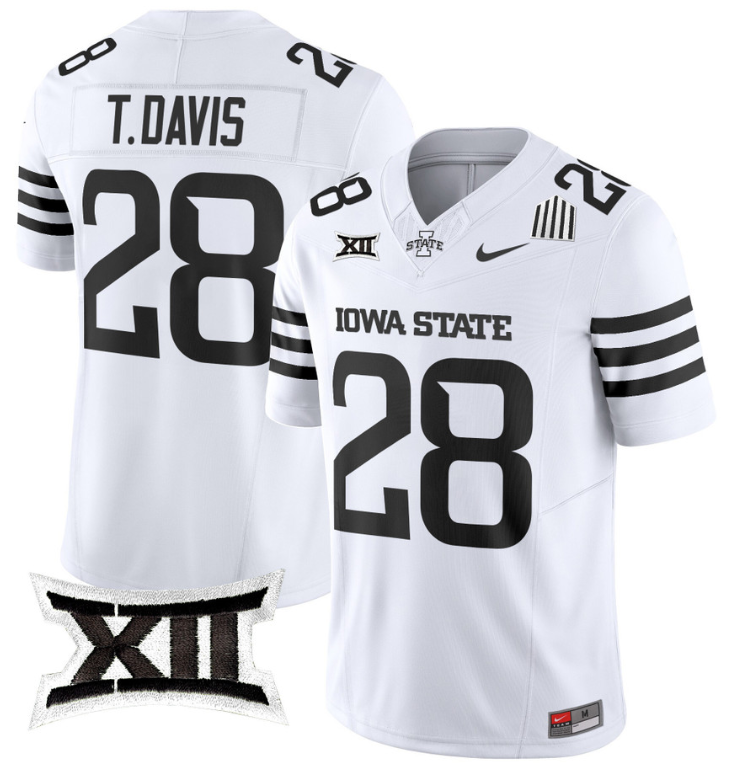 Troy Davis Jersey #28 Iowa State Cyclones Vapor Limited College Football Stitched White