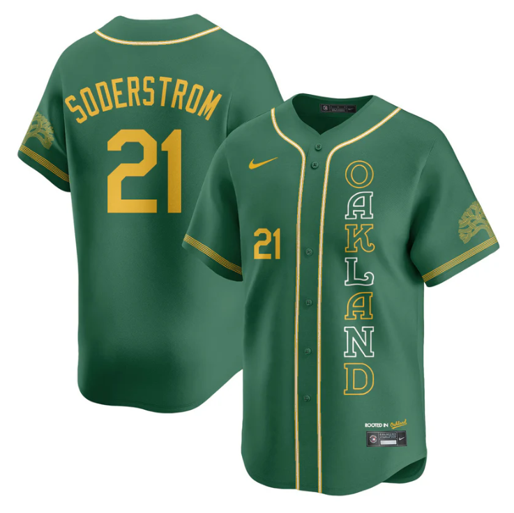Tyler Soderstrom Jersey #21 Oakland Athletics City Connect Concept Stitched Green