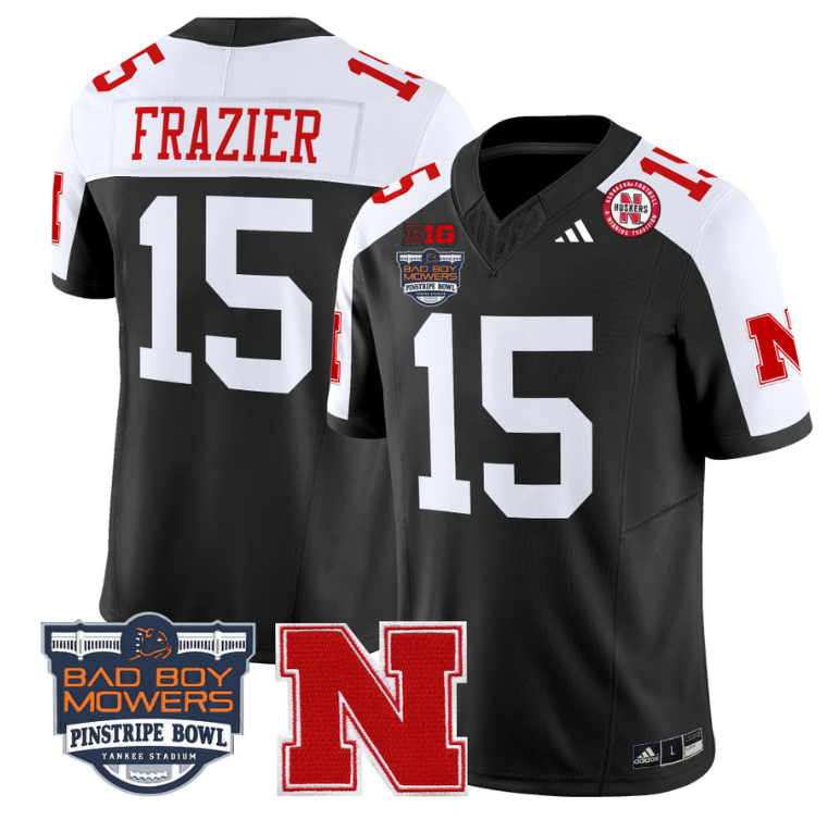 Tommie Frazier Jersey #15 Nebraska Cornhuskers 2025 Pinstripe Bowl Black