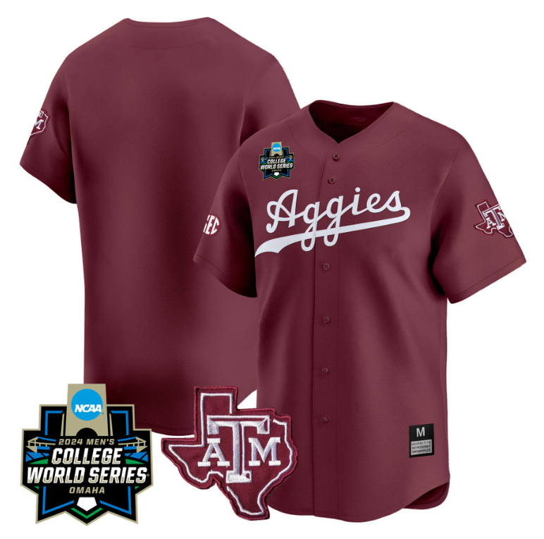 Texas AM Aggies Team Jersey 2024 College World Series Vapor Premier Limited NCAA Baseball Stitched Maroon