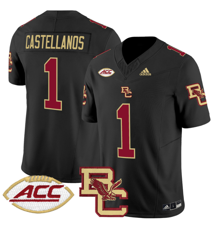 Thomas Castellanos Jersey #1 Boston College Eagles 2024 Stitched Black