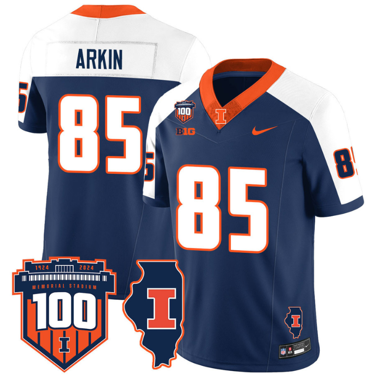Tanner Arkin Jersey #85 Illinois Fighting Vapor Limited College Football Stitched Navy Alternate