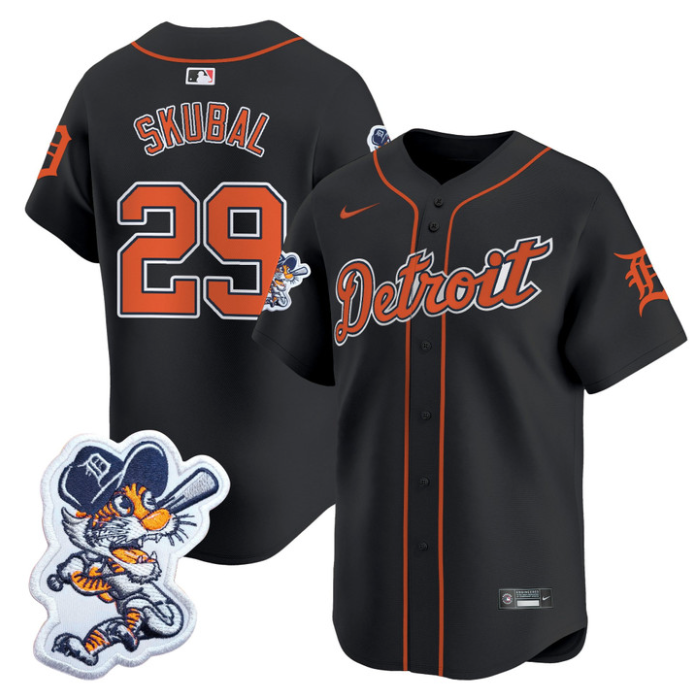Tarik Skubal Jersey #29 Detroit Tigers Paws Patch Vapor Premier Limited Stitched Black