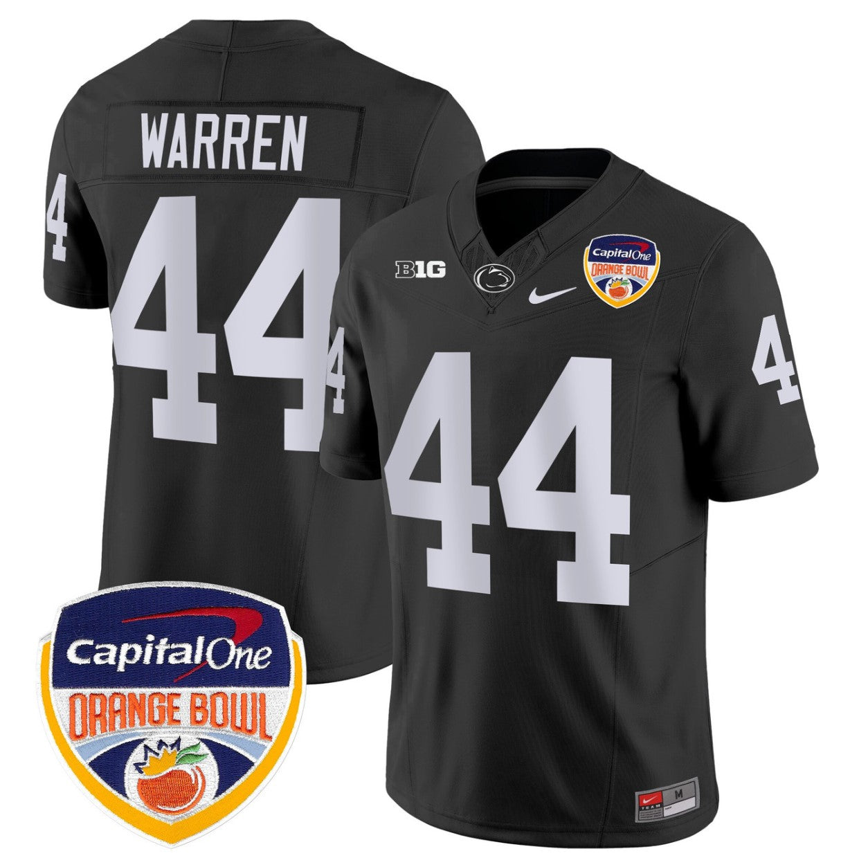 Tyler Warren Jersey #44 Penn State Orange Bowl Patch Stitched Black