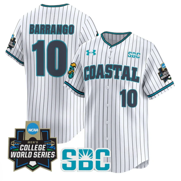 Ty Barrango Jersey #10 Coastal Carolina Chanticleers 2025 World Series Stripe