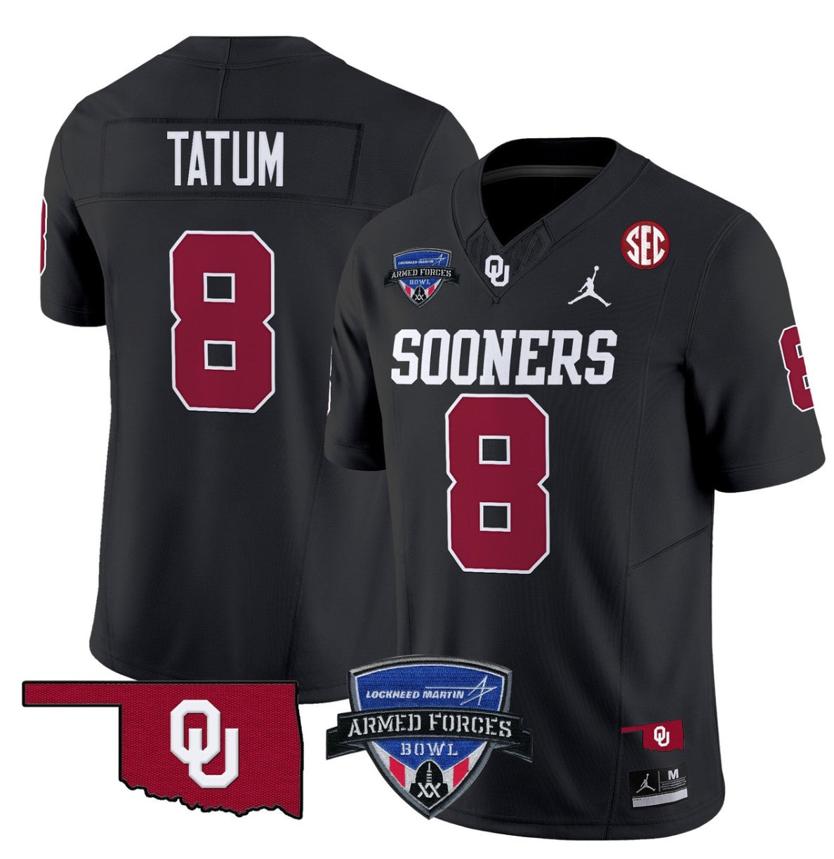 Taylor Tatum Jersey #8 Oklahoma Sooners 2025 Armed Forces Bowl Patch Black