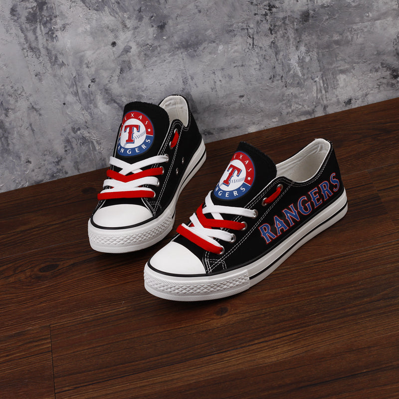 Texas Rangers Limited Print MLB Baseball Fans Low Top Canvas Shoes Sport Sneakers T-DAC103H