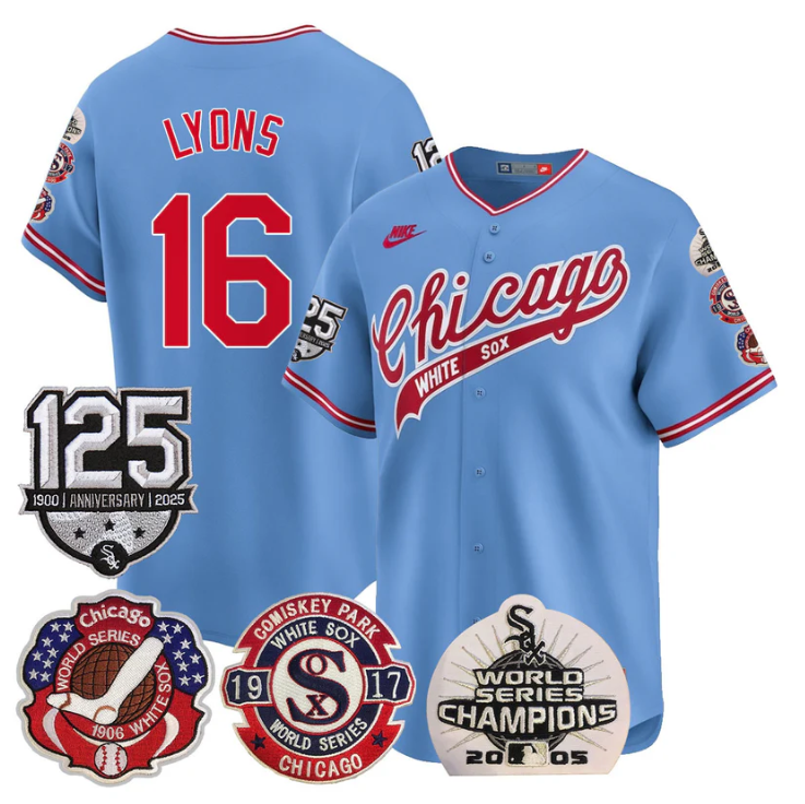 Ted Lyons Jersey #16 Chicago White Sox 125th Anniversary World Series Champions Blue