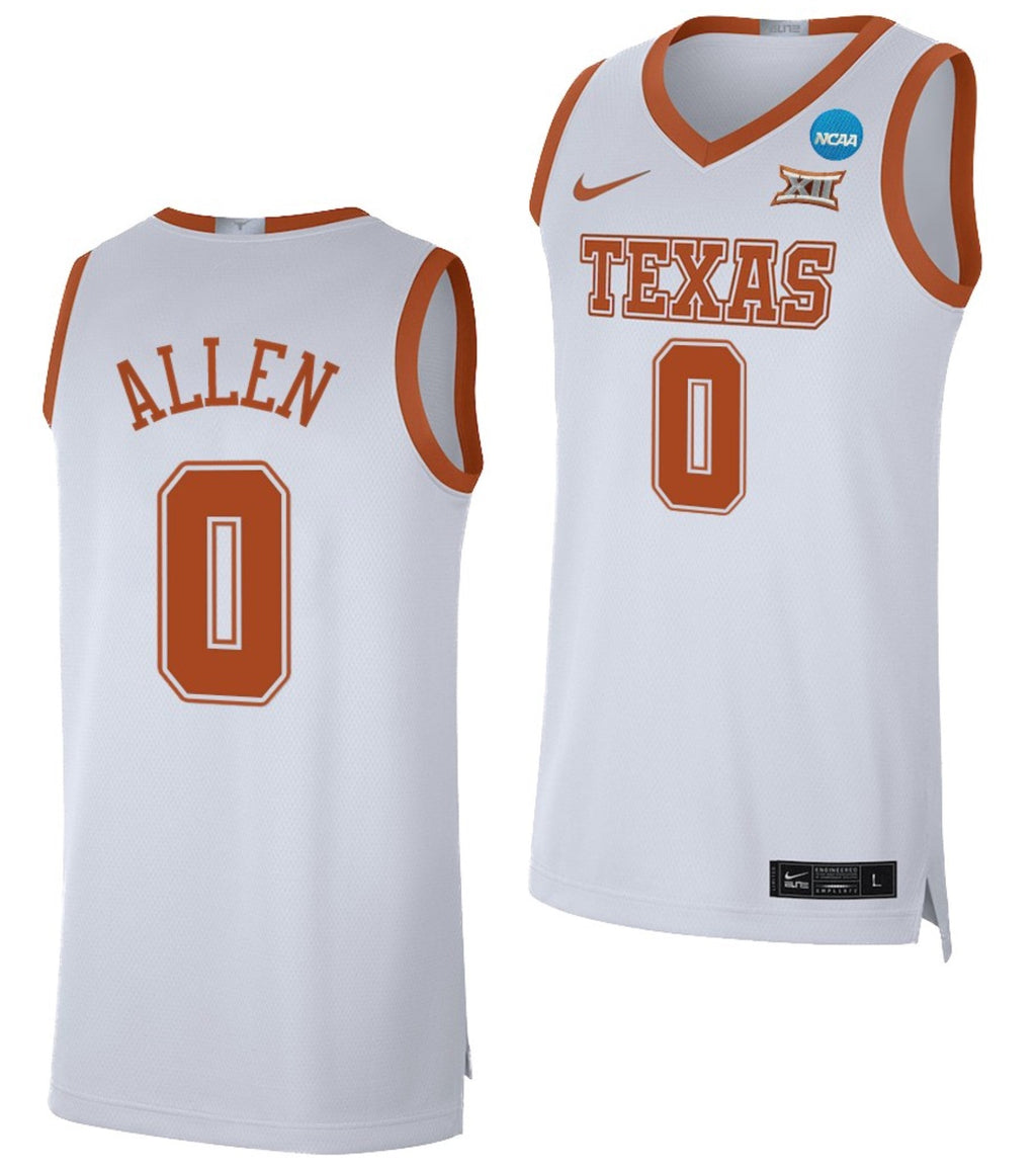 Timmy Allen Jersey Texas Longhorns College Basketball 2023 NCAA March Madness White #0