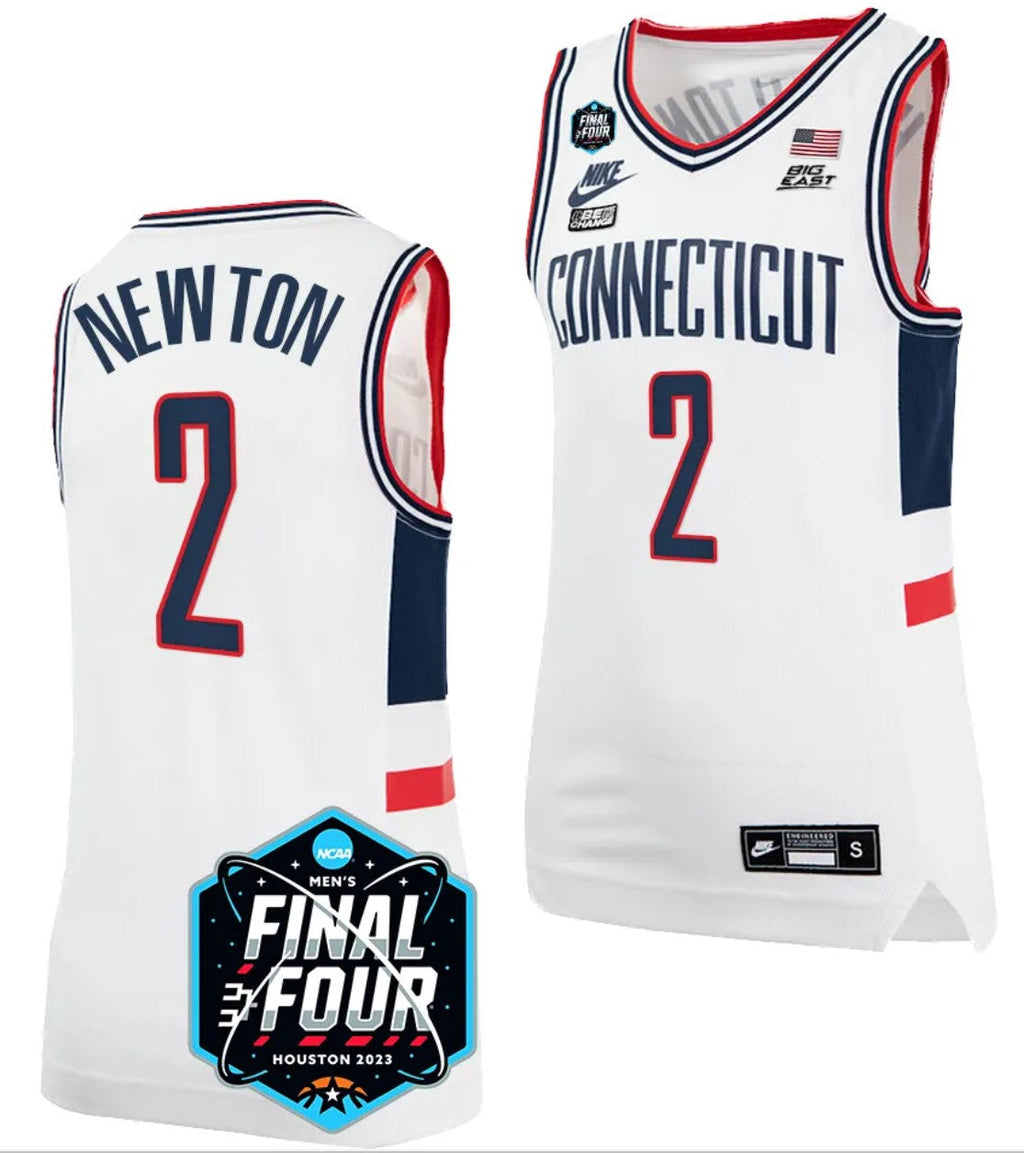 Tristen Newton Jersey UConn Huskies 2023 NCAA National Championship March Madness White #2