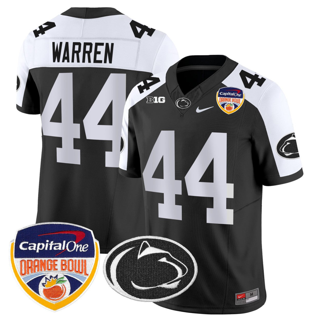 Tyler Warren Jersey #44 Penn State Orange Bowl Patch Stitched Black Alternate