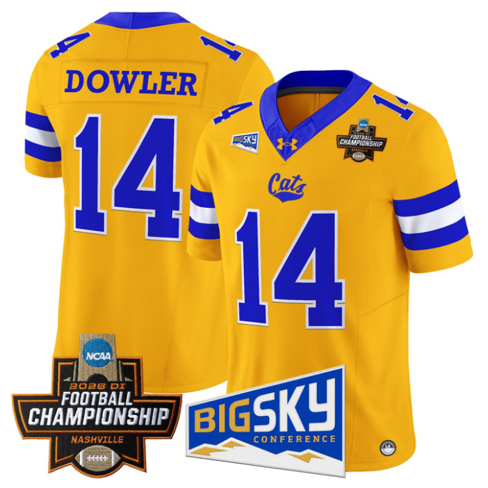 Taco Dowler Jersey #14 Montana State Bobcats 2026 Football Championship Gold
