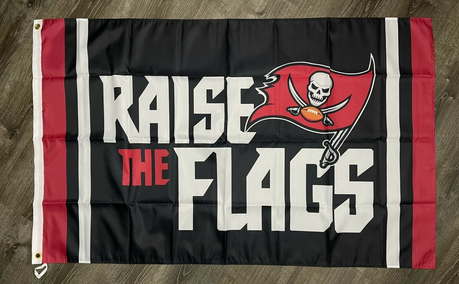 Tampa Bay Buccaneers Raise The Flags Flag 3x5 ft Black Banner Man-Cave