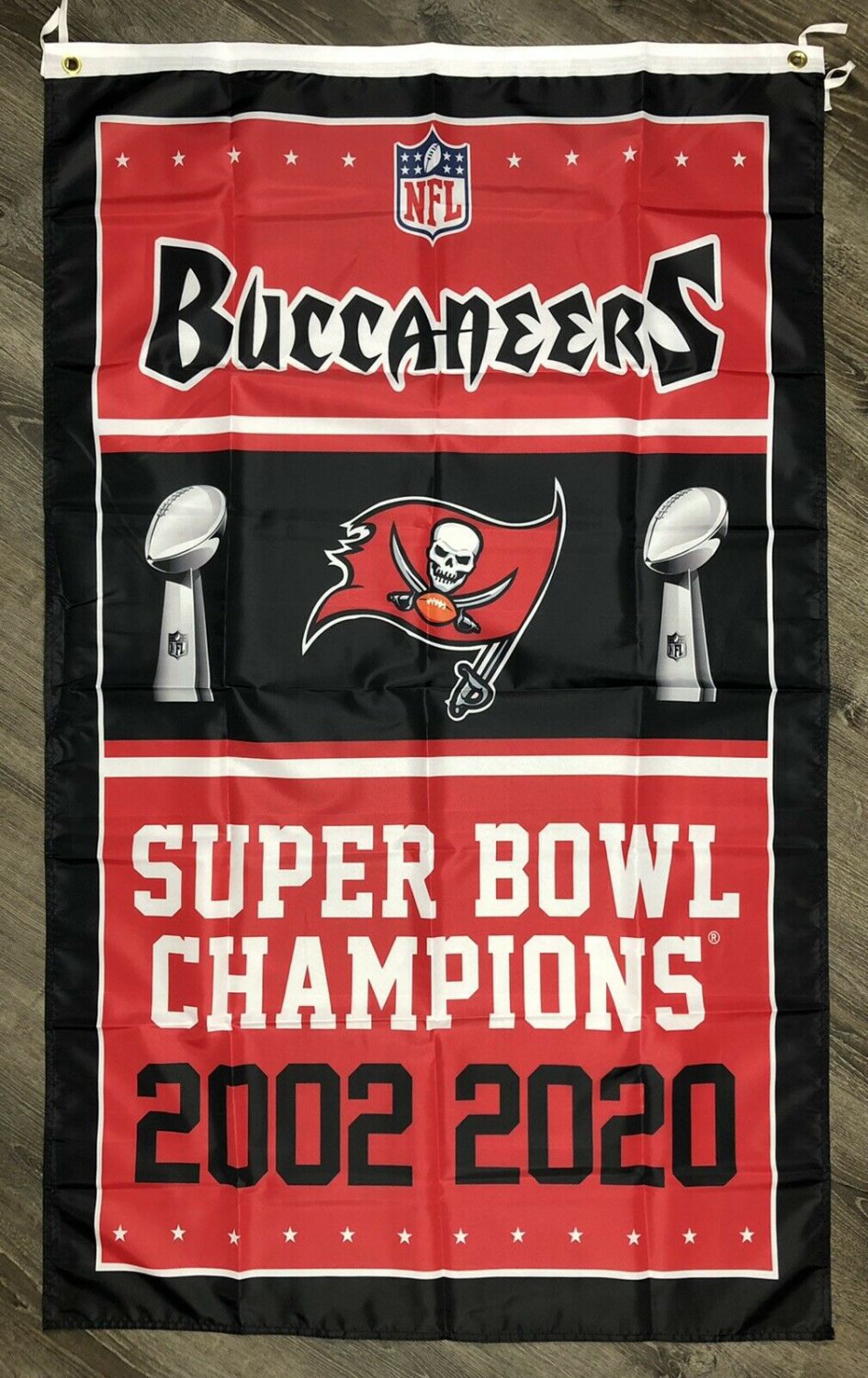 Tampa Bay Buccaneers Vertical Super Bowl Championship Flag 3x5 ft Banner Man-Cave