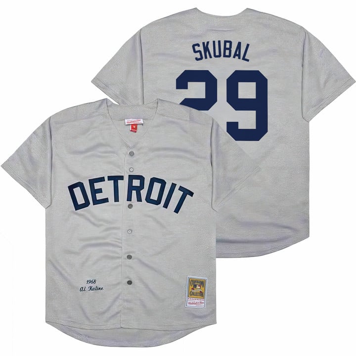 Tarik Skubal Jersey #29 Detroit Tigers Throwback Cooperstown Stitched Gray